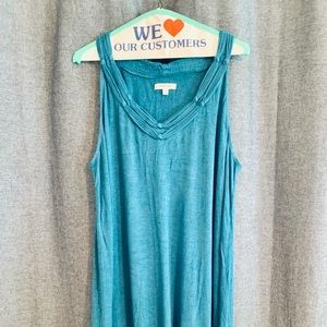Teal Grecian-style tank dress